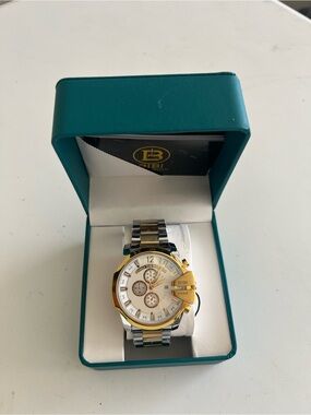 BiBi Two-Tone Gold and Silver Men's Chronograph Watch with White Dial